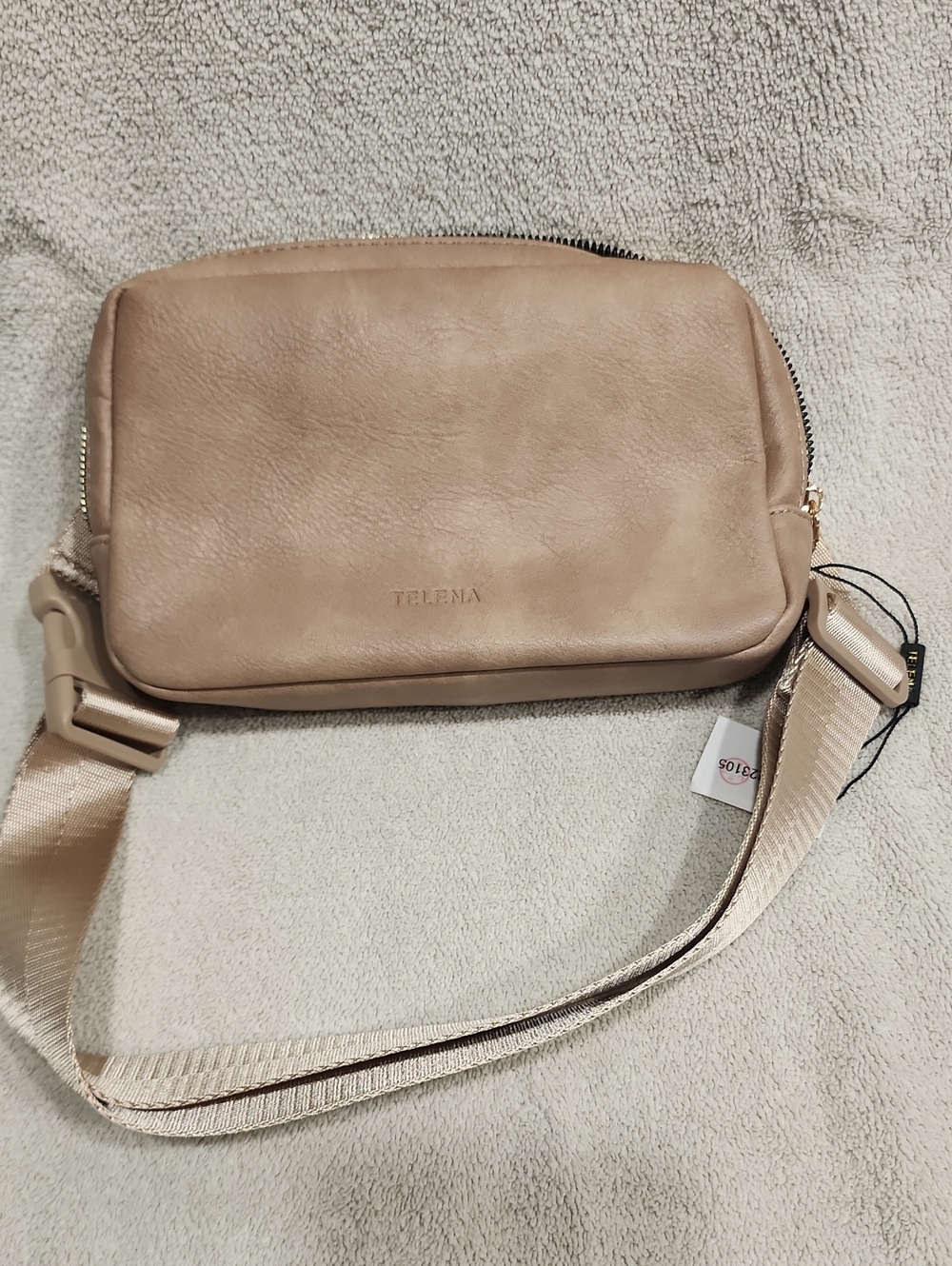 TELENA Taupe Crossbody Bag with Adjustable Strap